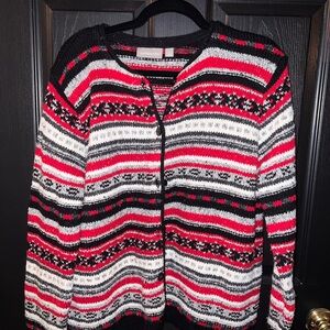 Croft & Barrow Women's Cardigan - Red, Black, White